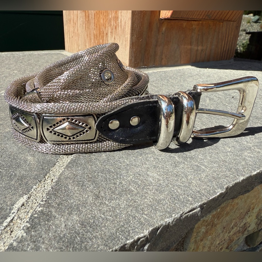 Vintage Donna Katz Silver Mesh Statement Belt